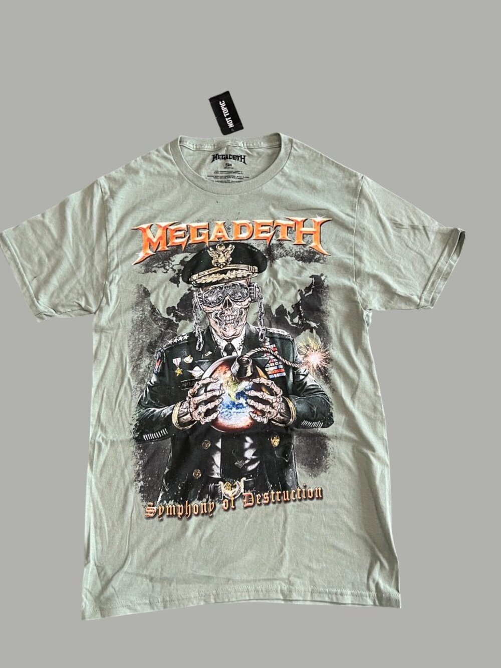 Megadeth Symphony Of Destruction Graphic Tee Small Olive Green 100% Cotton By Ho